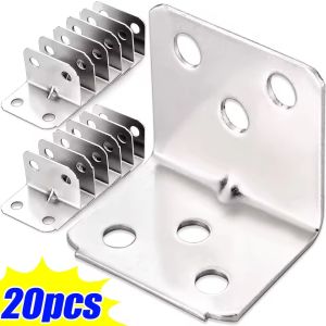 20Pcs Universal Stainless Steel Corner Bracket / 90 Degree Right Angle Fixed Bracket / for Wood Furniture / Bed Frame Cabinet Tools 4/6 Holes