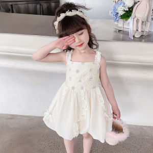 เด็กผู้หญิง ฤดูร้อน 2023 เจ้าหญิง เดรส อ้วน แขนกุด วันเกิด เดรส หวาน สไตล์ เด็กทารก เดรส เจ้าหญิง กระโปรง เสื้อผ้าเด็ก