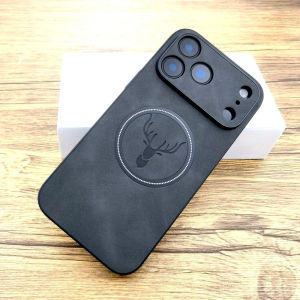Deer Head Leather Magnetic Case for IPhone Air 17 16 E 15 13 12 11 Pro Max 14 Plus 16E 17E I Phone Magsafe Mac Safe Bumper Cover