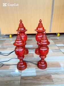 1 cặp Đèn thờ bằng gỗ xà cừ Đèn Thờ để bàn thờ án gian thêm trang trọng lịch lãm và truyền thống