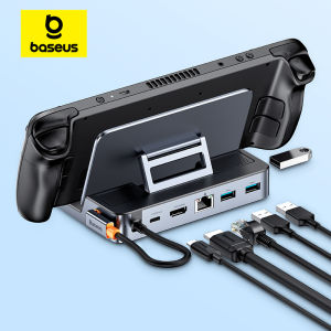 Baseus USB C Docking Station for Steam Deck Nintend Switch 6-in-1 Type C to 4K 60Hz HDMI-compatible Gigabit Ethernet USB 3.0 Hub