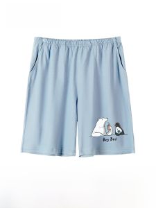 FuniBaoluo | Mens Pure Cotton Sleepwear Thin Home Shorts Loose Fit Summer Comfortable Breathable Knitted Fabric Casual Home Style Shorts