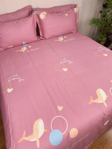 Pure Cotton Bed Sheet Single Piece Floral Cotton Fabric Tatami Rice Platform Whale Dolphin Cartoon Anime Pink Color Bedding