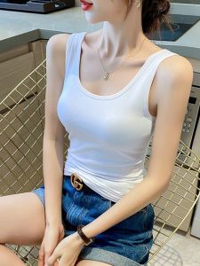 Beauty Back White Slip Top Womens Summer Outwear Sports Pure Cotton Sleeveless Silm Inner Wear Base Summer Yoga Jacket