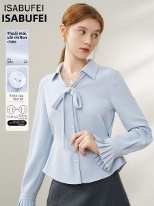 isabufei | Áo Blouse Chiffon Thiết Kế Nơ Elegance Dài Tay cho Đi Làm