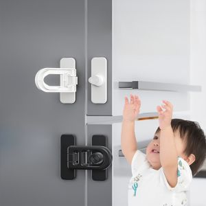 Easy-Install White Fridge & Freezer Door Lock  Bedroom Door Lock Rotate Without Drilling Holes No Tools or Drilling Required