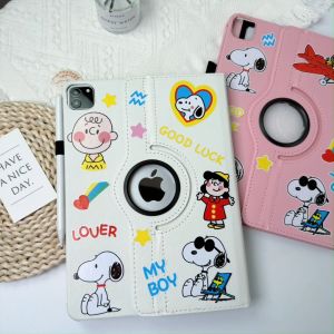 Chanks การ์ตูน Snoopy สติ๊กเกอร์ เคสไอแพด air7 2025 11 pro 2024 11 air6 gen9 8 7 10.2 เคส for iPad gen11 10 2022 10.9 case การหมุน 360