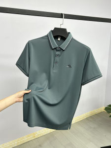 Ice Silk Short Sleeve T-shirt! Withdraw Label-Cut Summer Breathable Traceless Lapel Quick-Drying Classy Business Dad Polo Shirt