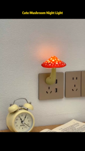 Mushroom LED Light Remote-controlled night light Remote Control Plug-in LampDimmable Color Changing Auto On/Off Timer Nightlight for Kids Bedroom