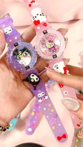 Jam Tangan Anak Karakter Terbaru Tali Rubber Fitur Gasing & Lampu LED Warna Warni