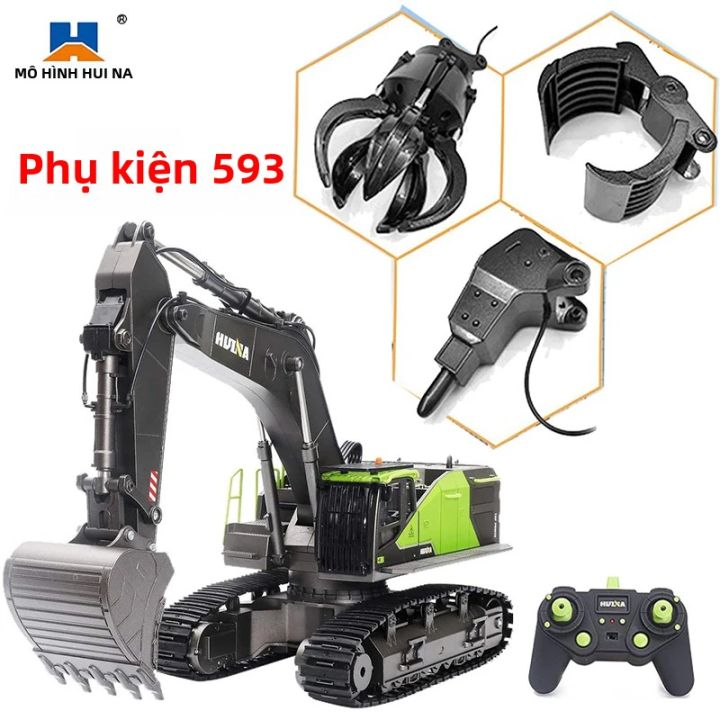 Huina 1593 RC Máy Xúc Bộ Nâng Cấp Hợp Kim Khoan Kìm Kẹp Lấy Gỗ