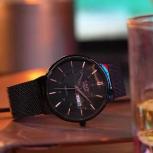 LIGE Kemewahan Jam Tangan Pria Anti Air Tanggal Jam Pria Tali Baja Arloji Olahraga Kuarsa Santai