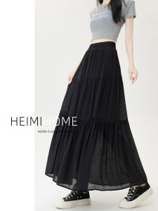 Váy Dài Chữ a Cạp Cao Bằng Lụa Băng Màu Đen Phong Cách Ngọt Ngào Mùa Hè 2025 Cho Nữ Váy Dài Vừa Phải Váy Công Chúa