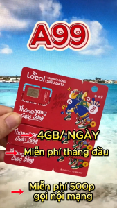 Sim Local Gói A99 - 4GB 1 ngày + miễn phí gọi nội mạng - Miễn Phí Sử Dụng 1 Tháng Đầu - Sóng Mobifone dùng toàn quốc - FREESHIP - CHƯA KÍCH HOẠT