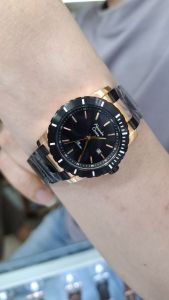 Jam Tangan Wanita Elegant Alexandre Christie 6141 Rantai Original 100% Garansi Resmi 1 Tahun- Hitam Rosegold