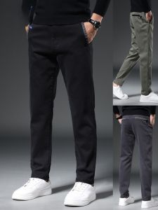 ROMON | Romon Mens Casual Pants Business Suit Black Elastic Slim Straight Leg Long Trousers Spring Autumn Fashion Urban Style