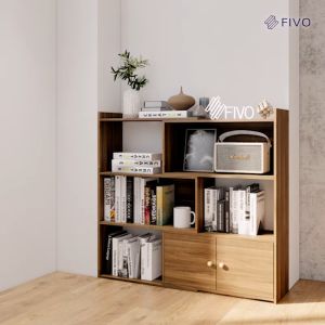 Kệ Sách Gỗ Để Sàn Màu Gỗ FIVO FB71 Với Tính Năng 2IN1 Đóng Mở Tùy Thích Nhiều Ngăn Chứa Đồ Rộng Rãi
