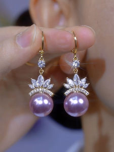 Ultra-Shiny Zircon Flower Purple Pearl Womens New Style Elegant Ear Cuff Luxury Sensation Earring Jewelry Fashion Accessories