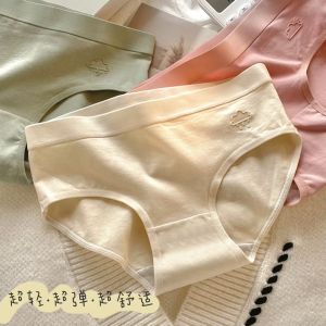 Pure Cotton Antibacterial Cute Cartoon Triangle Panties Womens Underwear Breathable Mid-Waist Briefs Girls Innerwear