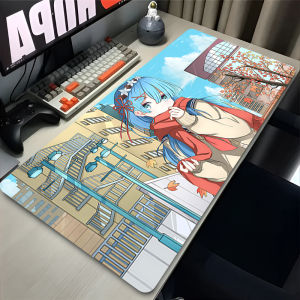 Bandai | Mouse Pad Large Anime Re Zero Emilia Rem Desk Mat XXL Office Gamer Cabinet Desktop Rubber Mousepad for Game PC Keyboard Pad