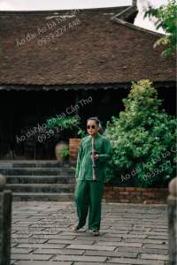 Bộ bà ba xanh lá vải cate - Có bộ bà ba Bigsize- may sỉ bà ba toàn quốc - May bộ bà ba theo yêu cầu