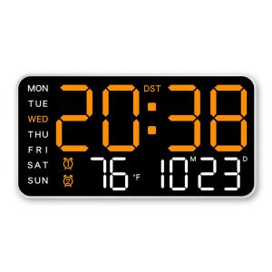 LED Digital Wall Clock Temperature Date Week Display Table Alarm Clocks Voice Control Electronic Clock Brightness Adjustment