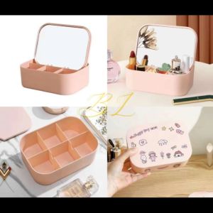 BENEMYLIM Korean Style Cosmetic Mirror Jewelry Box Storage Box Make Up Storage Box Case Desktop Storage Box