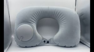Inflatable Pillow，Press Type Automatic Inflatable Comfortable and Adjustable Lightweight Foldable Portable Soft Anti-Leakage for Home Work Camping Travel Supplies Sleep U-Shape Neck Protection Headrest