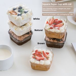 Oven-safe Disposable Heat-resistant Square Muffin Baking Paper Cups With Lid