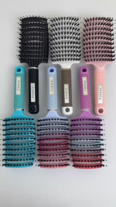 Cielvia หวีแปรงจัดแต่งทรงผมยกโคนพลาสติกหลังโปร่ง ด้ามยาง ขนหมูป่า