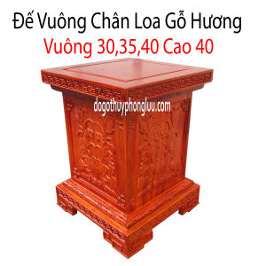 Kỷ chiện vuông đôn chân loa vuông gỗ hương cao 40cm