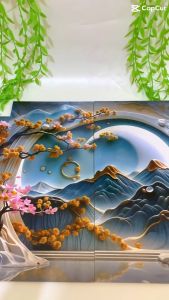 AFTEREAT HIASAN DINDING SET ISI 4 JAPANESE MOUNTAIN SAKURA HIASAN DAN PAJANGAN KAYU