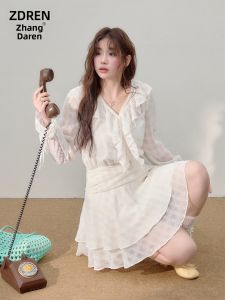 ZHANGDAREN | Đầm Dập Hộp Chiffon Dành Cho Người Mập