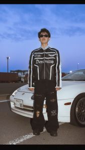 DENIMITUP motorsport leather jacket - Asphalt Black - Jacket