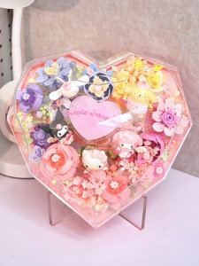 AREA-X Block AB0096 Eternal Flower Heart Shape Box Figure Sanrio Characters Series Gift Decoration Building Brick Toy
