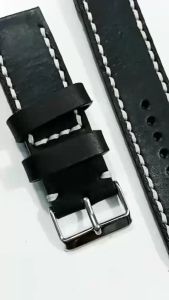 Tali Jam Kulit Sapi Asli Pullup Custom Grafir Logo Warna Hitam JM18323 Garansi 1 Tahun