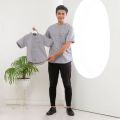 KEMEJA KOKO COUPLE AYAH ANAK (satuan) POLOS WARNA LIGHT GREY / ABU2 LENGAN PANJANG PENDEK FULLKATUN. 