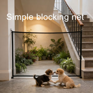Retractable Pet Safety Gate Mesh Dog Barrier for Stairs Doorways Garden No-Drill Install Portable Pet Isolation Net for Hom
