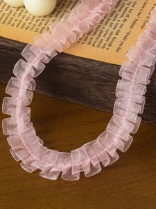 Ruy Băng Voan 2cm Hai Mặt Viền Ren Phụ Kiện Trang Trí DIY Cho Quần Áo Và Khăn Quạt