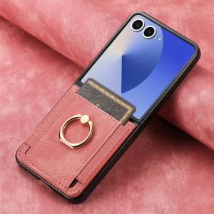 szhaiyu | Ring Holder Cards Solt Retro Leather Wallet Phone Case for Samsung Galaxy Z Flip 8 7 6 5 4 Flip7FE Purse Stand Protective Cover