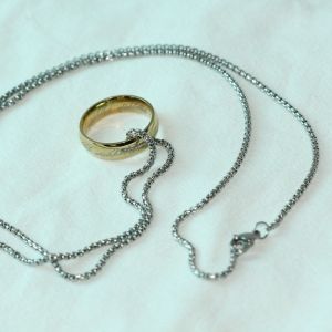 Titanium steel retro "The Lord of the Rings" ring pendant necklace for women and men trendy tricolor ring necklace jewelry