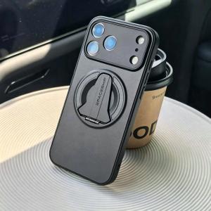Hidden Folding Kickstand For Magsafe Magnetic Phone Case For iPhone 17 Pro Max 14 16 13 15 Pro Solid Color Wireless Charge Cover