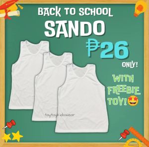 SCHOOL WHITE SANDO INNER UNIFORM for kids boy cotton presko back to school low price pang binyag formal wear sando