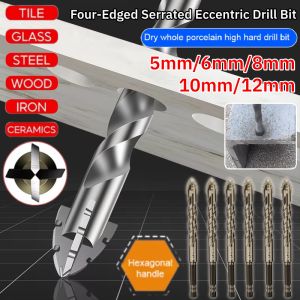 Four-Edged Serrated Eccentric Drill Bit High Hardness Concrete Tile Metal Marble Drill Bit 5-12mm Brick Drilling Tools