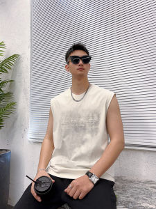 Trendy Sleeveless Mens T-shirt Youth Letter Print Commuting Vest Breathable Cotton Blend Fabric Summer New Arrival Casual Wear