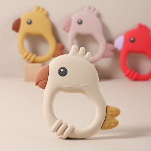 2015การออกแบบใหม่ที่มีสีสันนกแก้วยางกัด-อาหารเกรดซิลิโคนเด็กการงอกของฟันของเล่น(ปลอดสารBPA)เด็กยางกัด