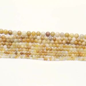 Hạt Đá Tự Nhiên Aventurine Sáp Vàng Tròn 4-12mm Hạt Rời Làm Vòng Tay Khoảng 4-12mm 32-90 Chiếc/sợi