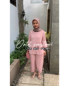 Gaudy - Asya Set 2in1 Setelan Blus & Celana Wanita Dewasa Matt Rayon Korean Style