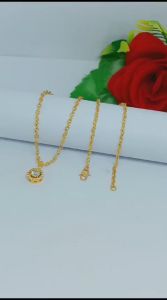 KALUNG TITANIUM PERMATA BULAT GOLD PERHIASAN WANITA DEWASA ANTI LUNTUR (COD)