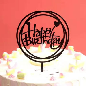 INS style cake topper Double circle acrylic Happy birthday letters plug-in baking props dessert decorations materials